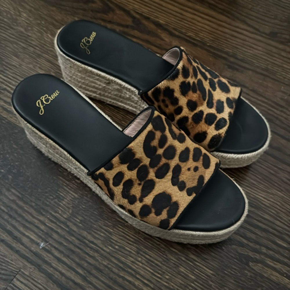 J.Crew leopard espadrilles wedge